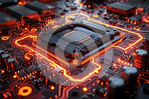 Close Up View of a Computer Processor. Generative AI