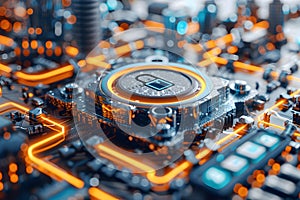 Close Up View of a Computer Processor. Generative AI