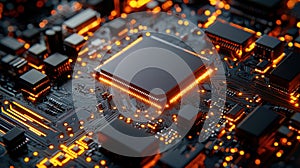 Close up view of a computer processor showcasing intricate details and design elements