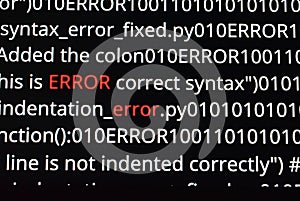 Error Message on AI Code Screen with Binary Code
