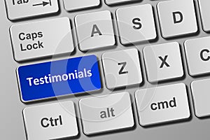 Keyboard with testimonials button