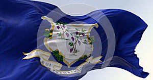 Close-up view of the Connecticut state flag fluttering