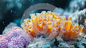 A close-up view of coral or similar underwater organisms