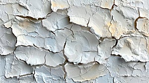 Close-Up View of a Cracked and Peeling White Paint Surface Texture