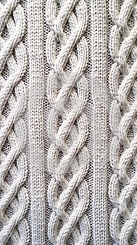Close-Up View of a Cream Cable Knit Texture