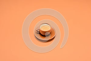 close up view of cup of coffee on saucer