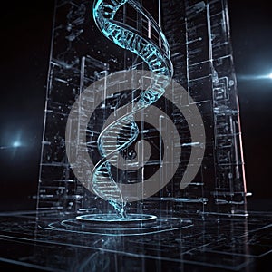 Close up view of a 3d render of dna structure, abstract background