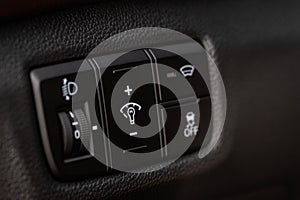 Close up view of dashboard instrument panel backlight.