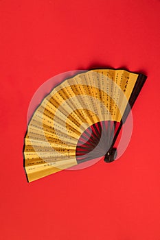 close-up view of decorative oriental fan