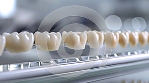 Close-up view of dental implants on a display, showcasing modern dentistry solutions