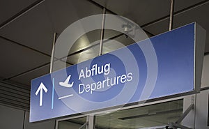 Close up view of Departures sign photo