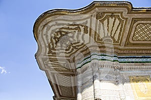 Close up view of details of Sultan Fountain of Ahmed III.