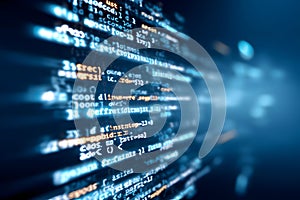 Abstract Digital Code Displayed On A Computer Screen With Blue Tones