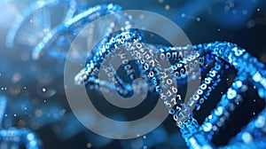 Digital DNA Double Helix Structure With Binary Code, Futuristic Science Technology Design