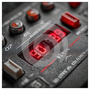 Close-up View of Digital Timer Display with Red LED Indicators