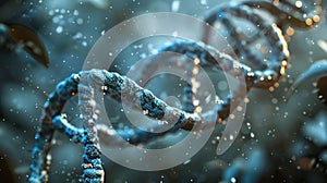 DNA Strand with Binary Code Overlay: Genetic Data and Digital Technology