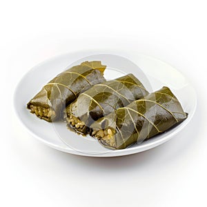 Close up view of Dolma dish on white background