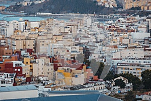 Close up view of the downton of Ceuta, spanish city in the north of Africa