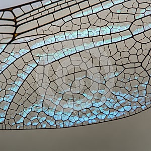 Close up view of a dragonfly wing emphasizing its intricate structure
