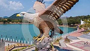 Close up view of eagle square in Langkawi, Malaysia