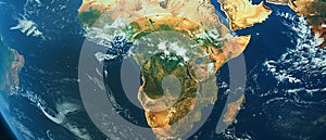 A close-up view of the Earth highlighting the continent of Africa in stunning detail