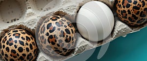 Leopard Print and White Eggs in Carton