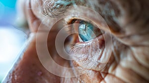 Close-up View of an Elderly Person& x27;s Eye Reflecting Wisdom and Time. Emotional Depth Captured in High Detail