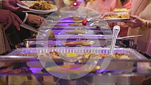 Close up view elements of Triangle Buffet Dishes Dinnerware Chafing Dish in the venue event