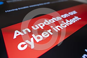 Close-up view of an email warning of cyber security incident