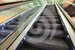 Close up view of escalators deliberated motion blur