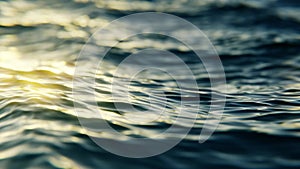 Close-up view of evening ocean waves in slow motion, seamless loop background