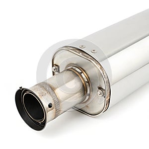 Exhaust pipe isolated on white background photo