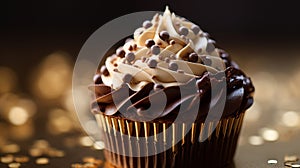 Close-up view of exquisite cupcake with intricate frosting