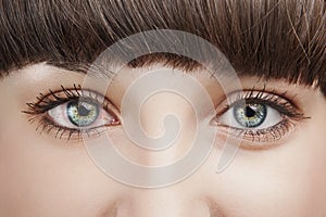 Close up view of the eyes of a young woman