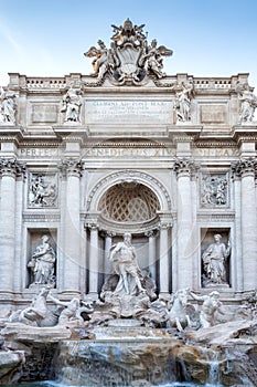 Close-up view of the famous Trevi Fountain