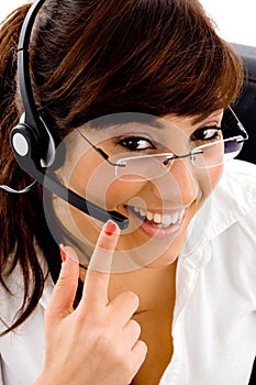 Close up view of female customer care