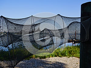 Close up view of fishing nets