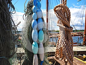 Close up view of fishing nets