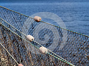 Close up view of fishing nets