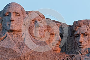A close-up view of the four Presidents