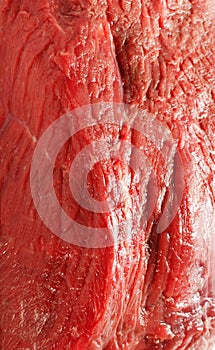 Close-up view of four rump steaks