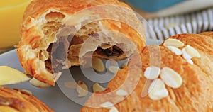 Close up view of a French breakfast with pastries photo