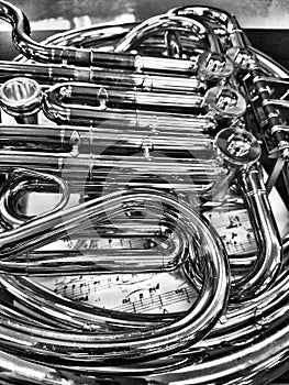 Close-up view of a French Horn