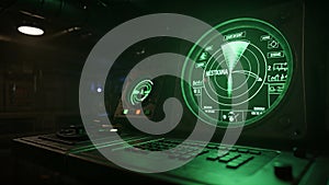 Futuristic Radar Display and Control Panel in Green Glow