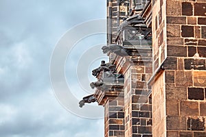 Close up view of Gargoyle in the Cathedral church Sacred Vitus. Prague. Czech Republic