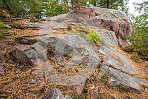 Close up view of geological structures at Killarney Provincial Park