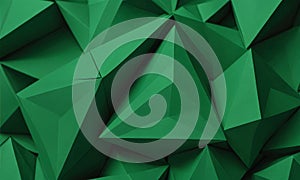 close-up view geometric pattern composed numerous triangular shapes in vibrant green color, creating visually