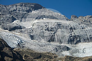 Close up view of the glacier of \'Monte Perdido\' from the MarborÃ© or Tuca Roya valley