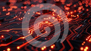 Glowing Red Circuit Board Abstract Background for High Tech Innovation