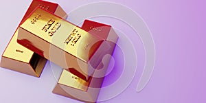 Close up view of gold bars.Three-dimensional illustration